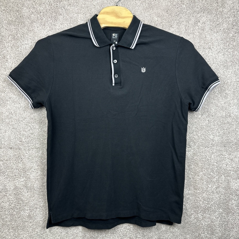 Cult Of Individuality Polo Shirt Men's XL‎ Black Embroidered Emblem Short Sleeve